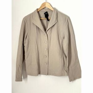 Eileen Fisher Blazer Jacket Size Medium pockets Neutral Minimalist Cotton N34